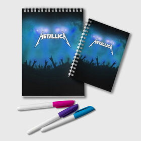 Блокнот с принтом Metallica в Кировске, 100% бумага | 48 листов, плотность листов — 60 г/м2, плотность картонной обложки — 250 г/м2. Листы скреплены удобной пружинной спиралью. Цвет линий — светло-серый
 | band | metal | metallica | music | rock | атрибутика | группа | метал | музыка | рок