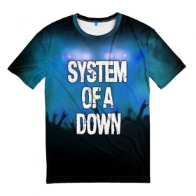 Мужская футболка 3D с принтом System of a Down в Кировске, 100% полиэфир | прямой крой, круглый вырез горловины, длина до линии бедер | band | metal | music | rock | system of a down | атрибутика | группа | метал | музыка | рок