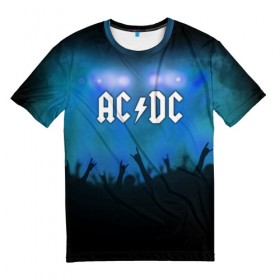 Мужская футболка 3D с принтом AC/DC в Кировске, 100% полиэфир | прямой крой, круглый вырез горловины, длина до линии бедер | Тематика изображения на принте: ac dc | band | metal | music | rock | атрибутика | группа | метал | музыка | рок
