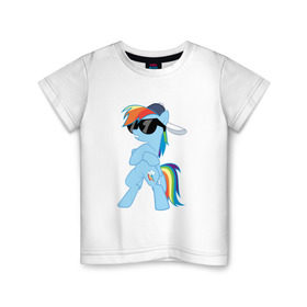 Детская футболка хлопок с принтом Крутая пони в Кировске, 100% хлопок | круглый вырез горловины, полуприлегающий силуэт, длина до линии бедер | my little pony | swag | арт | игра | крутая | лошадь | май литл пони | мультфильм | прикольные