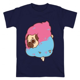 Мужская футболка хлопок с принтом мопс-мороженое в Кировске, 100% хлопок | прямой крой, круглый вырез горловины, длина до линии бедер, слегка спущенное плечо. | 