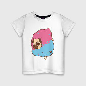 Детская футболка хлопок с принтом мопс-мороженое в Кировске, 100% хлопок | круглый вырез горловины, полуприлегающий силуэт, длина до линии бедер | 