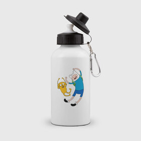 Бутылка спортивная с принтом Adventure time в Кировске, металл | емкость — 500 мл, в комплекте две пластиковые крышки и карабин для крепления | 