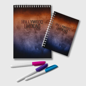 Блокнот с принтом Hollywood Undead в Кировске, 100% бумага | 48 листов, плотность листов — 60 г/м2, плотность картонной обложки — 250 г/м2. Листы скреплены удобной пружинной спиралью. Цвет линий — светло-серый
 | Тематика изображения на принте: band | hollywood undead | metal | music | rock | атрибутика | группа | метал | музыка | рок