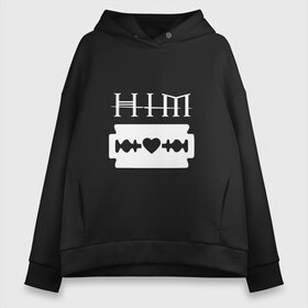 Женское худи Oversize хлопок с принтом HIM в Кировске, френч-терри — 70% хлопок, 30% полиэстер. Мягкий теплый начес внутри —100% хлопок | боковые карманы, эластичные манжеты и нижняя кромка, капюшон на магнитной кнопке | him | вилле вало | готик | готика | группа | знак | лав | метал | микко линдстрём | микко паананен | музыка | надпись | песни | рок | финская | хим | юкка крёгер | янне пууртинен