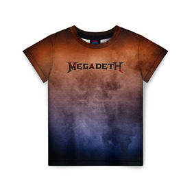 Детская футболка 3D с принтом Megadeth в Кировске, 100% гипоаллергенный полиэфир | прямой крой, круглый вырез горловины, длина до линии бедер, чуть спущенное плечо, ткань немного тянется | band | megadeth | metal | music | rock | атрибутика | группа | метал | музыка | рок