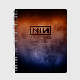 Тетрадь с принтом Nine Inch Nails в Кировске, 100% бумага | 48 листов, плотность листов — 60 г/м2, плотность картонной обложки — 250 г/м2. Листы скреплены сбоку удобной пружинной спиралью. Уголки страниц и обложки скругленные. Цвет линий — светло-серый
 | band | metal | music | nine inch nails | rock | атрибутика | группа | метал | музыка | рок