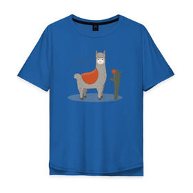 Мужская футболка хлопок Oversize с принтом alpaca-llama в Кировске, 100% хлопок | свободный крой, круглый ворот, “спинка” длиннее передней части | alpaca | llama | альпака | кактус | лама