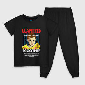 Детская пижама хлопок с принтом Wanted: Eggo Thief / 11 в Кировске, 100% хлопок |  брюки и футболка прямого кроя, без карманов, на брюках мягкая резинка на поясе и по низу штанин
 | 11 | netflix | stranger | things | бобби | браун | милли | нетфликс | одиннадцать
