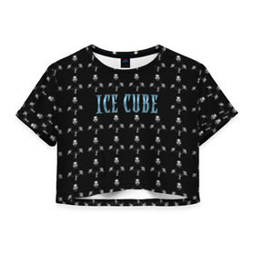 Женская футболка 3D укороченная с принтом Ice Cube в Кировске, 100% полиэстер | круглая горловина, длина футболки до линии талии, рукава с отворотами | hip hop | hiphop | ice cube | mc | n.w.a | rap | айс | гангса | джексон | западное побережье | куб | кубе | кубик льда | кьюб | мс | о ши | оши | реп | репер | речитатив | рэп | рэпер | хип | хипхоп | хоп
