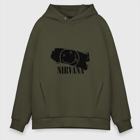 Мужское худи Oversize хлопок с принтом Nirvana в Кировске, френч-терри — 70% хлопок, 30% полиэстер. Мягкий теплый начес внутри —100% хлопок | боковые карманы, эластичные манжеты и нижняя кромка, капюшон на магнитной кнопке | cobain | kurt | nirvana | альтернативный | гранж | грол | группа | дональд | кобейн | курт | музыка | музыкант | надпись | нервана | нирвана | новоселич | певец | рок | смайл | смайлик | солист | язык