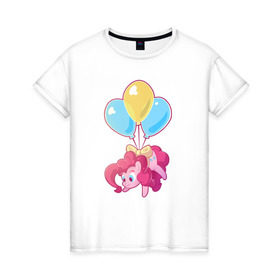 Женская футболка хлопок с принтом Chibi Pinkie Pie в Кировске, 100% хлопок | прямой крой, круглый вырез горловины, длина до линии бедер, слегка спущенное плечо | cartoon | chibi | fim | mlp | mult | my little pony | pinkie | pinkie pie | pony | млп | пинки пай | пони