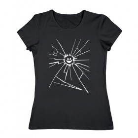 Женская футболка хлопок с принтом Smile в Кировске, 100% хлопок | прямой крой, круглый вырез горловины, длина до линии бедер, слегка спущенное плечо | black mirror | черное зеркало