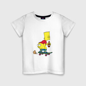 Детская футболка хлопок с принтом Bart Simpson в Кировске, 100% хлопок | круглый вырез горловины, полуприлегающий силуэт, длина до линии бедер | skate | барт | борд | скейт