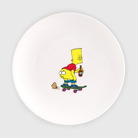 Тарелка с принтом Bart Simpson в Кировске, фарфор | диаметр - 210 мм
диаметр для нанесения принта - 120 мм | Тематика изображения на принте: skate | барт | борд | скейт