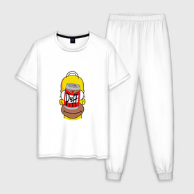 Мужская пижама хлопок с принтом Homer в Кировске, 100% хлопок | брюки и футболка прямого кроя, без карманов, на брюках мягкая резинка на поясе и по низу штанин
 | Тематика изображения на принте: duff beer | simpsons | гомер