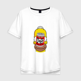 Мужская футболка хлопок Oversize с принтом Homer в Кировске, 100% хлопок | свободный крой, круглый ворот, “спинка” длиннее передней части | duff beer | simpsons | гомер