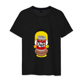 Мужская футболка хлопок с принтом Homer в Кировске, 100% хлопок | прямой крой, круглый вырез горловины, длина до линии бедер, слегка спущенное плечо. | duff beer | simpsons | гомер
