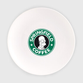 Тарелка с принтом Springfield Coffee в Кировске, фарфор | диаметр - 210 мм
диаметр для нанесения принта - 120 мм | Тематика изображения на принте: homer | simpsons | гомер | лого | спрингфилд | старбакс
