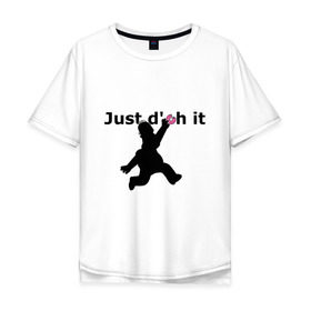 Мужская футболка хлопок Oversize с принтом Just Doh It в Кировске, 100% хлопок | свободный крой, круглый ворот, “спинка” длиннее передней части | doh | donut | homer | simpsons | гомер | пончик