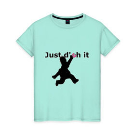Женская футболка хлопок с принтом Just Doh It в Кировске, 100% хлопок | прямой крой, круглый вырез горловины, длина до линии бедер, слегка спущенное плечо | doh | donut | homer | simpsons | гомер | пончик