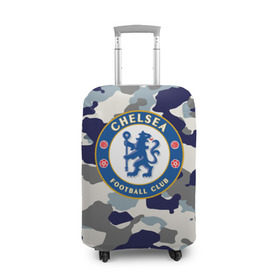 Чехол для чемодана 3D с принтом FC Chelsea Camouflage в Кировске, 86% полиэфир, 14% спандекс | двустороннее нанесение принта, прорези для ручек и колес | 