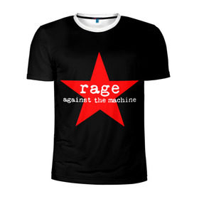 Мужская футболка 3D спортивная с принтом Rage Against the Machine в Кировске, 100% полиэстер с улучшенными характеристиками | приталенный силуэт, круглая горловина, широкие плечи, сужается к линии бедра | 