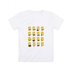 Детская футболка хлопок с принтом Барт Симпсон в Кировске, 100% хлопок | круглый вырез горловины, полуприлегающий силуэт, длина до линии бедер | Тематика изображения на принте: 