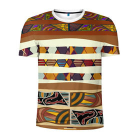 Мужская футболка 3D спортивная с принтом Африканская мозаика в Кировске, 100% полиэстер с улучшенными характеристиками | приталенный силуэт, круглая горловина, широкие плечи, сужается к линии бедра | afrika | pattern | африка | африканские мотивы | африканские узоры | солнце | узор | этника | южный континент