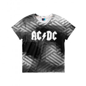 Детская футболка 3D с принтом AC/DC rock band в Кировске, 100% гипоаллергенный полиэфир | прямой крой, круглый вырез горловины, длина до линии бедер, чуть спущенное плечо, ткань немного тянется | ac dc | logo | music | pop | rock | usa | альтернатива | америка | металл | музыка | музыкальный | поп | рок