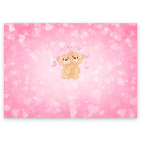 Поздравительная открытка с принтом Мишки в Кировске, 100% бумага | плотность бумаги 280 г/м2, матовая, на обратной стороне линовка и место для марки
 | angel | heart | love | valentines day | амур | ангел | бабочки | купидон | любовь | медведь | сердце