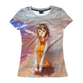 Женская футболка 3D с принтом Clouds в Кировске, 100% полиэфир ( синтетическое хлопкоподобное полотно) | прямой крой, круглый вырез горловины, длина до линии бедер | anime | your name | аниме | твое имя
