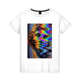 Женская футболка хлопок с принтом Pixel art в Кировске, 100% хлопок | прямой крой, круглый вырез горловины, длина до линии бедер, слегка спущенное плечо |  vaporwave | вебпанк | пиксель | скульптура