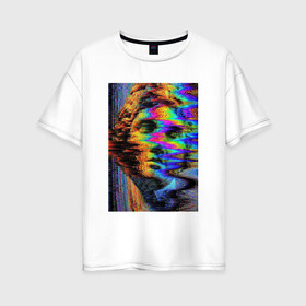 Женская футболка хлопок Oversize с принтом Pixel art в Кировске, 100% хлопок | свободный крой, круглый ворот, спущенный рукав, длина до линии бедер
 |  vaporwave | вебпанк | пиксель | скульптура