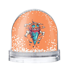 Водяной шар с принтом Тыквенное мороженое в Кировске, Пластик | Изображение внутри шара печатается на глянцевой фотобумаге с двух сторон | день всех святых | мороженое | морожка | оранжевый | рожок | светильник джека | тыква | хеллоуин | хэллоуин