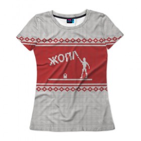 Женская футболка 3D с принтом Хулиган в Кировске, 100% полиэфир ( синтетическое хлопкоподобное полотно) | прямой крой, круглый вырез горловины, длина до линии бедер | зима | новый год | олень | подарок | прикол | свитер | свитер с оленем