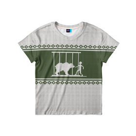 Детская футболка 3D с принтом Дикий зверь в Кировске, 100% гипоаллергенный полиэфир | прямой крой, круглый вырез горловины, длина до линии бедер, чуть спущенное плечо, ткань немного тянется | зима | новый год | олень | подарок | прикол | свитер | свитер с оленем