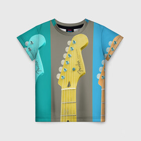Детская футболка 3D с принтом Гитара в Кировске, 100% гипоаллергенный полиэфир | прямой крой, круглый вырез горловины, длина до линии бедер, чуть спущенное плечо, ткань немного тянется | Тематика изображения на принте: guitar | music | piano | гитара | музыка | ноты | пианино