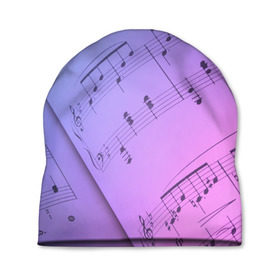 Шапка 3D с принтом Ноты в Кировске, 100% полиэстер | универсальный размер, печать по всей поверхности изделия | guitar | music | piano | гитара | музыка | ноты | пианино