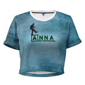 Женская футболка 3D укороченная с принтом Анна в стиле Доктор Хаус в Кировске, 100% полиэстер | круглая горловина, длина футболки до линии талии, рукава с отворотами | 