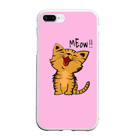 Чехол для iPhone 7Plus/8 Plus матовый с принтом Meow !! в Кировске, Силикон | Область печати: задняя сторона чехла, без боковых панелей | cat | pussy | smile | киска | котёнок | кошка | мяу | улыбка