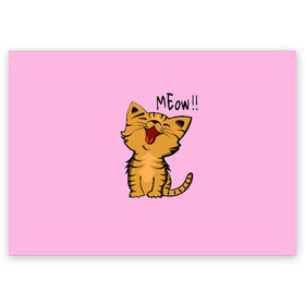 Поздравительная открытка с принтом Meow !! в Кировске, 100% бумага | плотность бумаги 280 г/м2, матовая, на обратной стороне линовка и место для марки
 | cat | pussy | smile | киска | котёнок | кошка | мяу | улыбка
