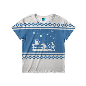 Детская футболка 3D с принтом Свитер с Оленем в Кировске, 100% гипоаллергенный полиэфир | прямой крой, круглый вырез горловины, длина до линии бедер, чуть спущенное плечо, ткань немного тянется | зима | новый год | олень | подарок | прикол | свитер | свитер с оленем
