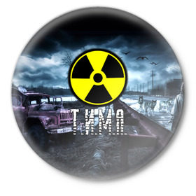 Значок с принтом S.T.A.L.K.E.R. - Т.И.М.А. в Кировске,  металл | круглая форма, металлическая застежка в виде булавки | радиация | сталкер | тима | тимофей | тимур