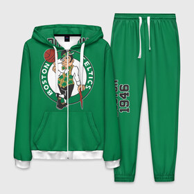 Мужской костюм 3D с принтом Boston Celtics в Кировске, 100% полиэстер | Манжеты и пояс оформлены тканевой резинкой, двухслойный капюшон со шнурком для регулировки, карманы спереди | boston | boston celtics | celtics | nba | баскетбол | бостон | нба | селтикс