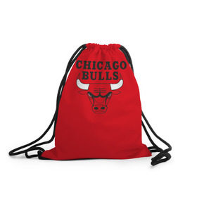 Рюкзак-мешок 3D с принтом Chicago Bulls в Кировске, 100% полиэстер | плотность ткани — 200 г/м2, размер — 35 х 45 см; лямки — толстые шнурки, застежка на шнуровке, без карманов и подкладки | Тематика изображения на принте: bulls | chicago | chicago bulls | nba | баскетбол | буллз | нба | чикаго буллз