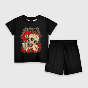 Детский костюм с шортами 3D с принтом Metallica в Кировске,  |  | metallica | группа | джеймс хэтфилд | кирк хэмметт | ларс ульрих | метал | металика | металлика | миталика | музыка | роберт трухильо | рок | трэш | трэшметал | хард | хардрок | хеви | хевиметал