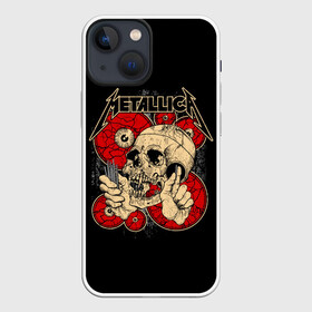 Чехол для iPhone 13 mini с принтом Metallica в Кировске,  |  | metallica | группа | джеймс хэтфилд | кирк хэмметт | ларс ульрих | метал | металика | металлика | миталика | музыка | роберт трухильо | рок | трэш | трэшметал | хард | хардрок | хеви | хевиметал