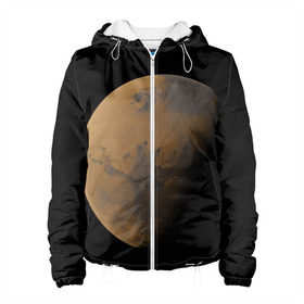 Женская куртка 3D с принтом Марс в Кировске, ткань верха — 100% полиэстер, подклад — флис | прямой крой, подол и капюшон оформлены резинкой с фиксаторами, два кармана без застежек по бокам, один большой потайной карман на груди. Карман на груди застегивается на липучку | Тематика изображения на принте: elon musk | space x | spacex | будущее | вселенная | вулкан | долина | илон маск | космические | космос | красная планета | кратер | маринер | марсиане | марсианин | небес | новый дом | путешествия | роскосмос