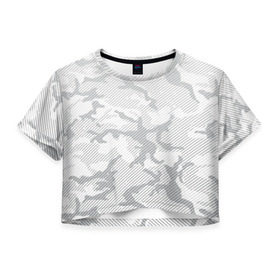 Женская футболка 3D укороченная с принтом Lite Camouflage Lines в Кировске, 100% полиэстер | круглая горловина, длина футболки до линии талии, рукава с отворотами | black | camo | camouflage | milk | блэк | брызги | звезда | камо | камуфляж | милк | текстура | узор